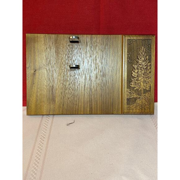 Lasercraft, USA Desktop Organizer Valet Mail Phone Wallet Holder Pine Tree GUC - Picture 2 of 13